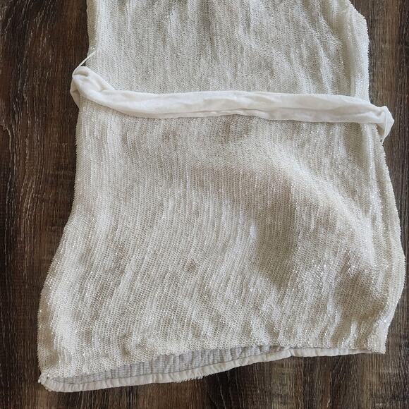 Retrofete Ella Sequin Dress in White Size Small One Shoulder NWT Belt Mini - Picture 8 of 11